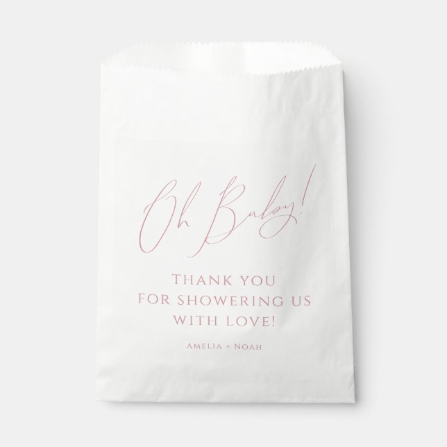 Sachets En Papier Whimsical Dusty Rose Oh Baby shower Merci (Devant)