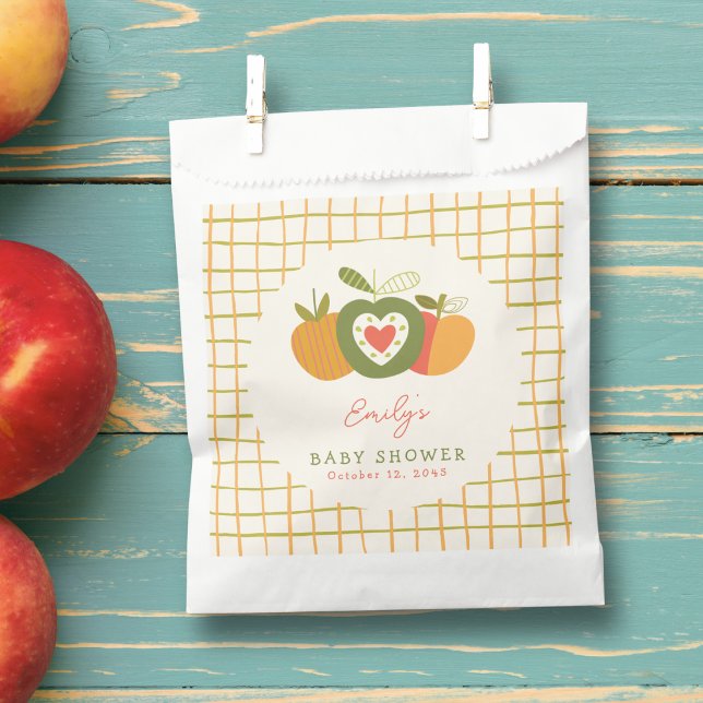 Sachets En Papier Whimsical Fall Apple thème Baby shower vert (Créateur téléchargé)
