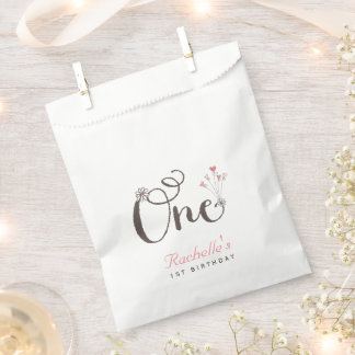 Sachets En Papier Whimsical One Rose Hearts Fille 1er anniversaire f