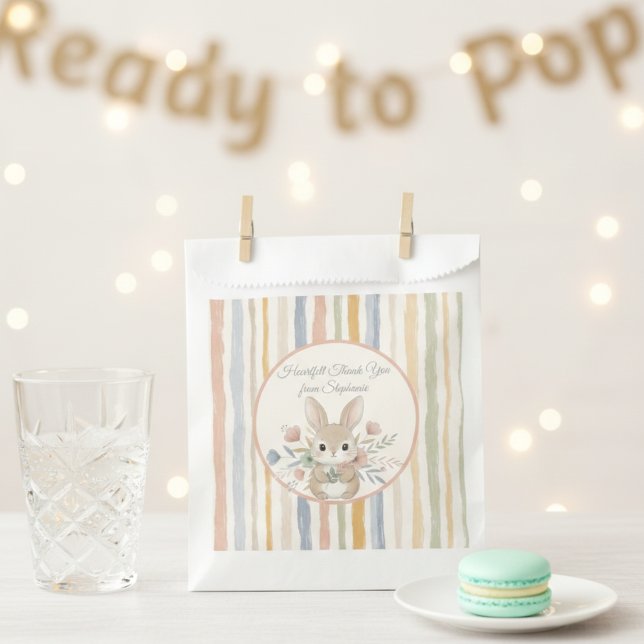 Sachets En Papier Whimsical Rabbit Pastel Guest Gift Bag (Baby shower guest favor bag)
