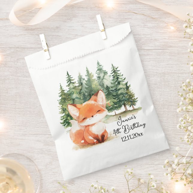 Sachets En Papier Whimsical Woodland Baby Fox 4e anniversaire (Coupé)