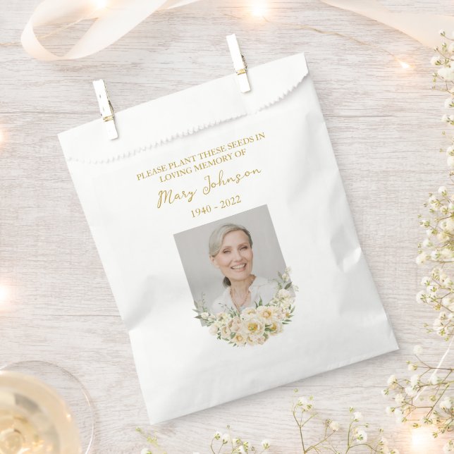 Sachets En Papier White rose Seed Packet Memorial Funeral Favor Bag (Coupé)