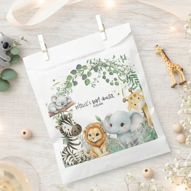 Sachets En Papier Wild One Safari Cute Jungle Animals Baby Shower  (Créateur téléchargé)