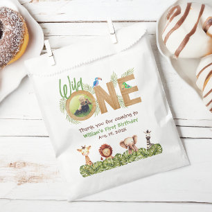 Sachets En Papier Wild One Safari premier anniversaire Photo Bois An