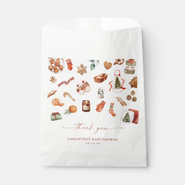 Sachets En Papier Winter Christmas Baby Shower Favor Bag (Devant)