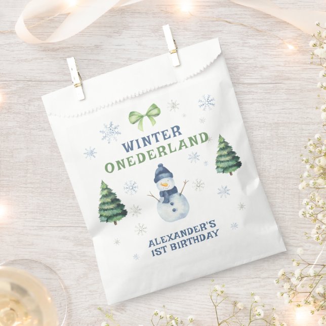 Sachets En Papier Winter Onederland Snowman 1er anniversaire (Coupé)