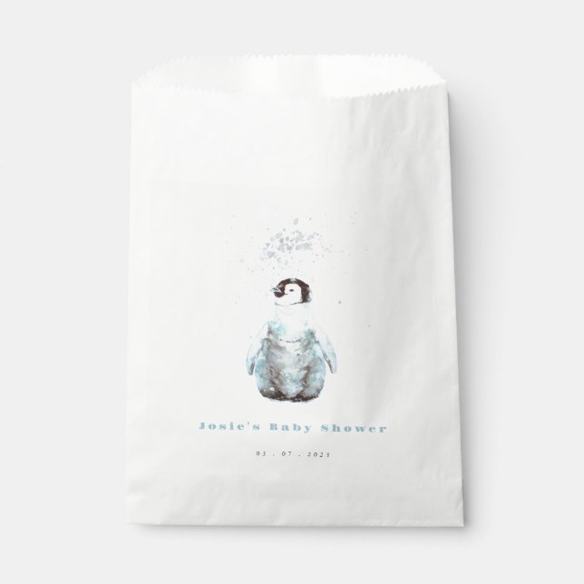 Sachets En Papier Winter Penguin Baby Shower (Devant)