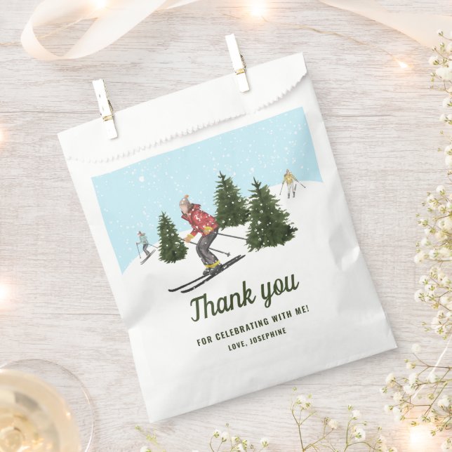 Sachets En Papier Winter Skiing Women Ski Birthday Party Thank You (Coupé)
