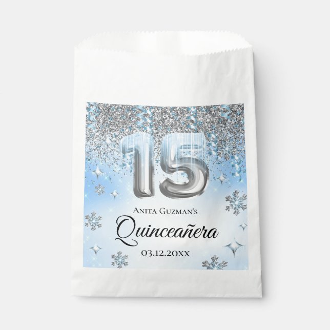 Sachets En Papier Winter Wonderland 15 Balloons Quinceanera (Devant)