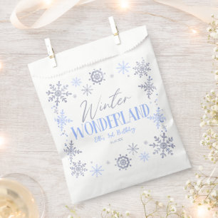 Sachets En Papier Winter Wonderland Blue Snowflake fête d'anniversai