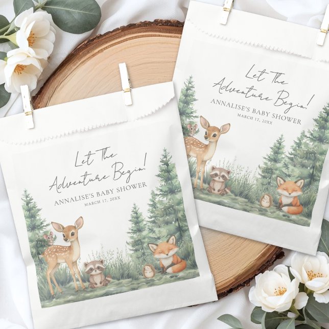 Sachets En Papier Woodland Adventure Baby Shower (Woodland Adventure Baby Shower Favor Bag )