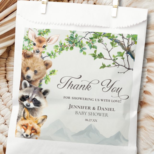 Sachets En Papier Woodland Wildlife Baby Shower Thank You (Créateur téléchargé)