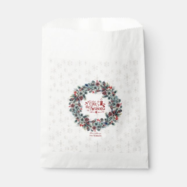 Sachets En Papier Wreath 'Tis Season Monogramme (Devant)