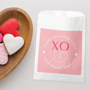 Sachets En Papier XOXO rose moderne Valentin personnalisé