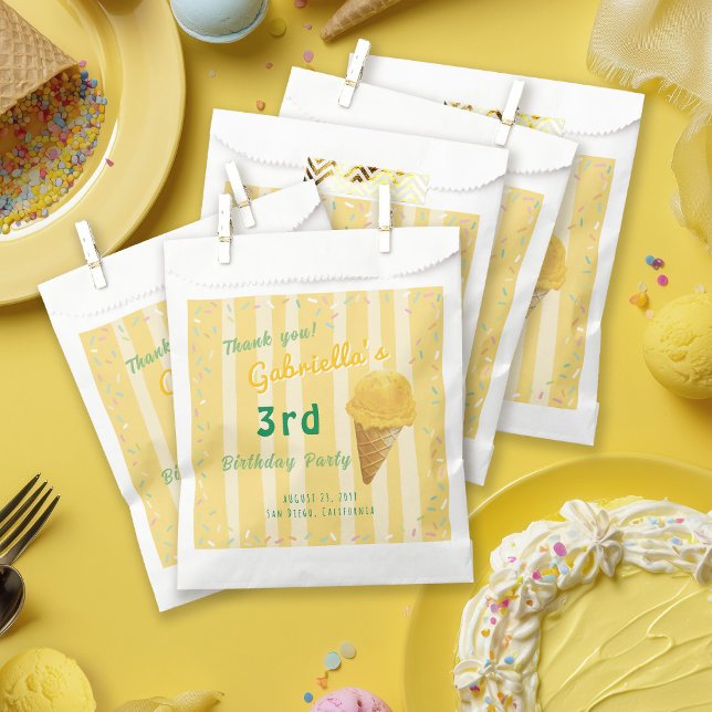 Sachets En Papier Yellow Ice Cream Sprinkle Summer Birthday Party  (Créateur téléchargé)