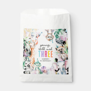 Sachets En Papier Young Wild & Three Safari Animaux 3e anniversaire