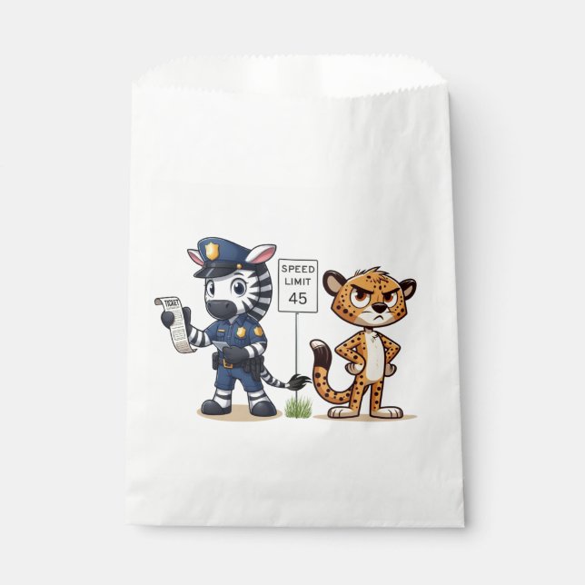 Sachets En Papier zèbre et guépard de police mignons (Devant)