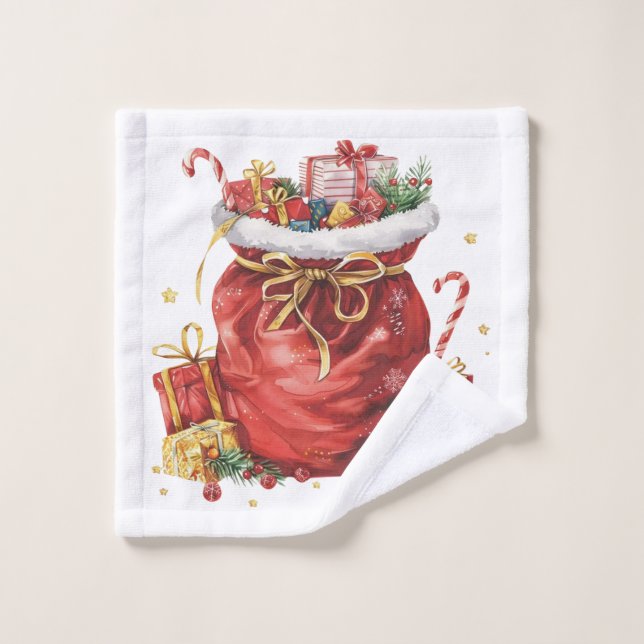Sacoche cadeau de Noël avec cadeaux (Gant de toilette)