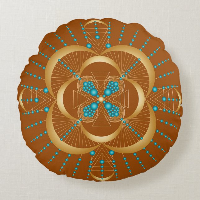 Sacral Chakra Shadow Mandala Round Coussin (Devant)