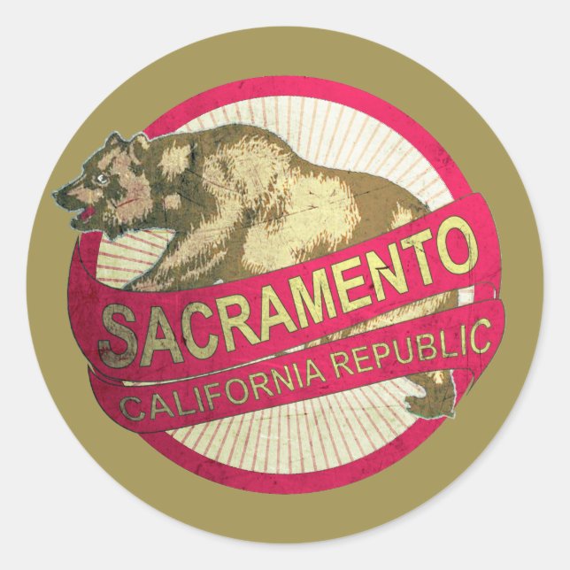 Sacramento California vintage ours stickers (Devant)
