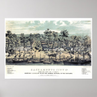 Sacramento Californie 1850  Affiche Ancienne