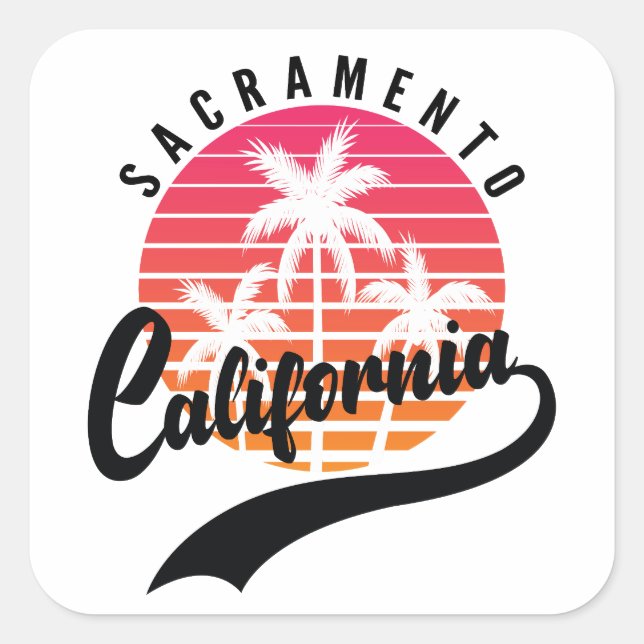 Sacramento, Californie Sticker Retro (Devant)