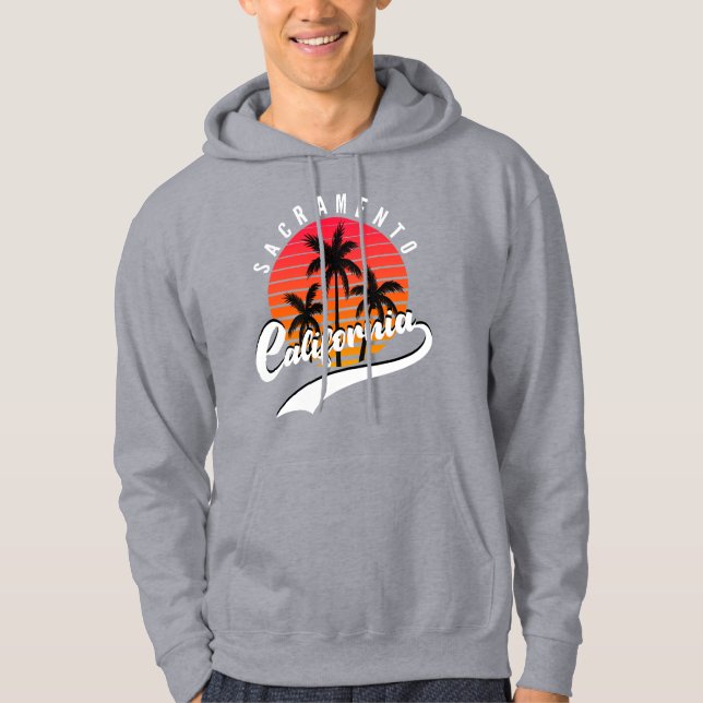Sacramento Grey Retro Sweat à capuche (Devant)