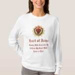 Sacré Coeur de Jésus Long T-shirt à manches<br><div class="desc">Ce T-shirt à manches longues présente un graphique vintage en français du Sacré-Coeur de Jésus tiré d'une carte sainte avec le texte d'une prière,  "Coeur de Jésus brûlant avec amour pour moi,  enflamme mon coeur avec amour pour toi".</div>