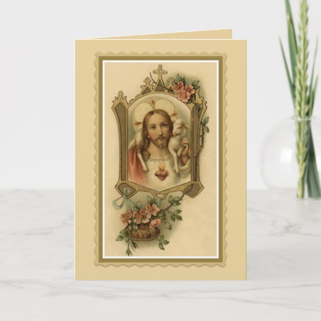 Sacré-Cœur Jésus Agneau Condoléances Merci (Devant)