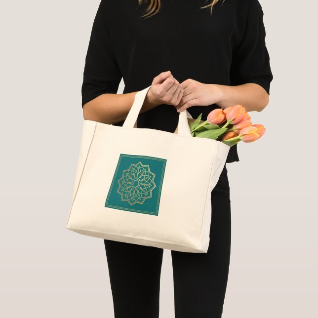 Sacré Géométrie Turquoise Sac Cabas Épicerie (Devant (produit))