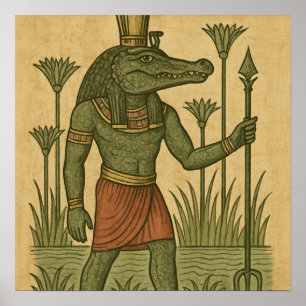 Sacré Sobek Divine Crocodile Dieu Poster