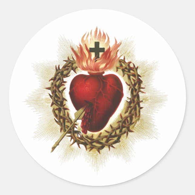 Sacred Heart of Jesus Round Stickers  (Devant)