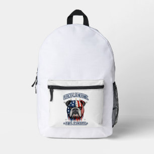 Sacs à dos de bouledogue patriotique grincheux du