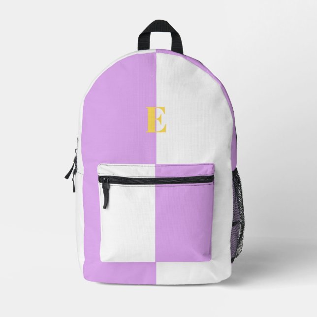 Sacs à dos violets et blancs personnalisés au nom  (Recto)
