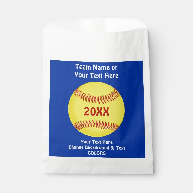 Sacs à goodie de softball, vos COULEURS et le TEXT (Devant)