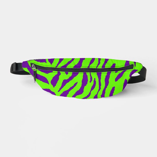 Sacs Banane 80s RETRO PURPLE GREEN TIGER STRIPES FANNY PACK (Recto)