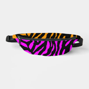 Sacs Banane 80s RETRO ROSE ORANGE TIGER STRIPES FANNY PACK