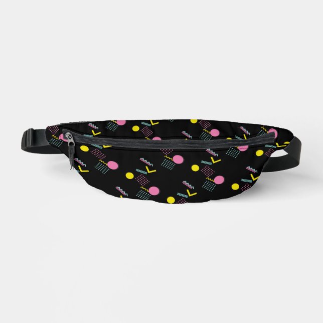 Sacs Banane 90s Retro Memphis Motif sur Noir (Recto)