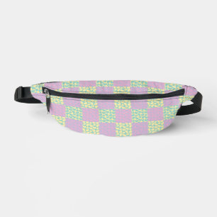 Sacs Banane à damiers Love-Pastel rose, jaune, violet et vert