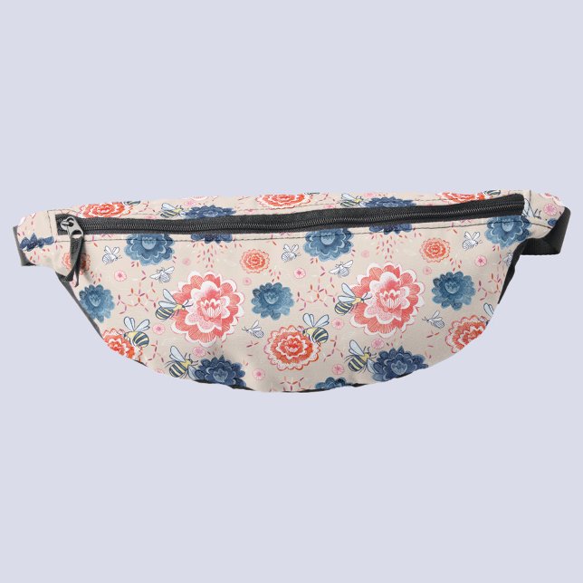 Sacs Banane Abeilles et fleurs Aquarelle (Bees and flowers watercolor blush pink fanny pack)