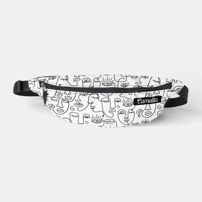 Sacs Banane Abstrait  noir blanc ligne de visage Motif (Recto)