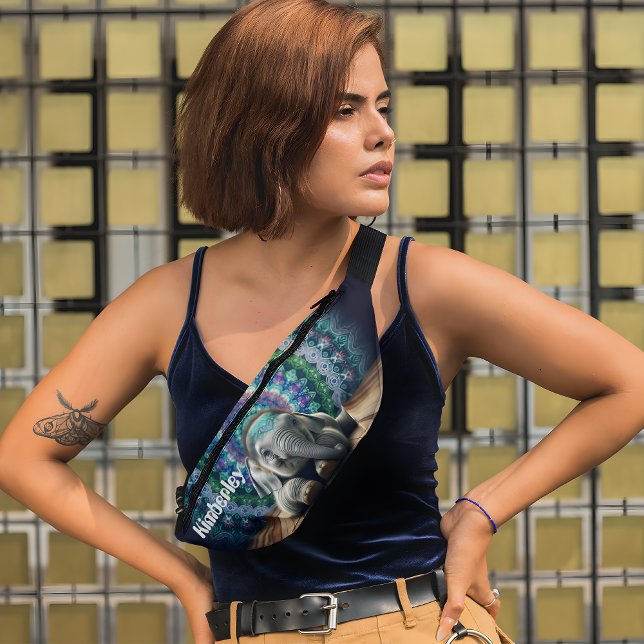 Sacs Banane Adorable éléphant devant un Arrière - plan Mandala (Créateur téléchargé)