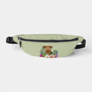 Sacs Banane Airedale Terrier Et Fleurs D'Été Colorées Vert