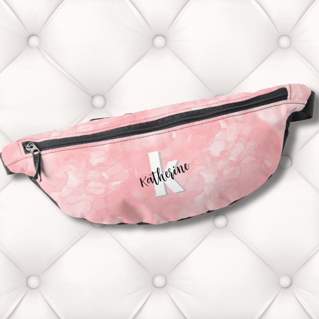 Sacs Banane Amusant rose moderne Monogramme initial (Modern Initial Monogram Pink Watercolor Fanny Pack )