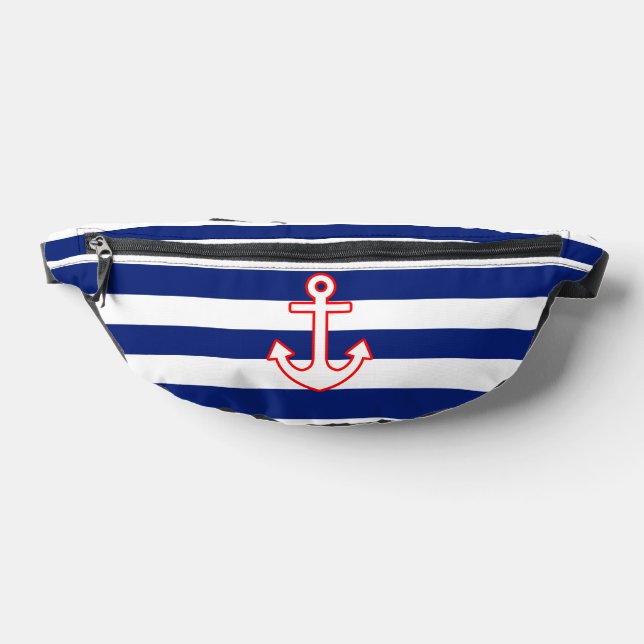 Sacs Banane Anchor on Nautical Navy Blue Stripes Print (Poser)