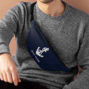 Sacs Banane Ancre nautique Nom du bateau bleu marine Personnal