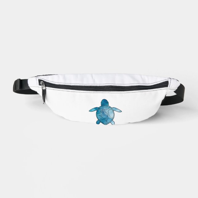 Sacs Banane Aquarelle bleue de la tortue marine (Recto)