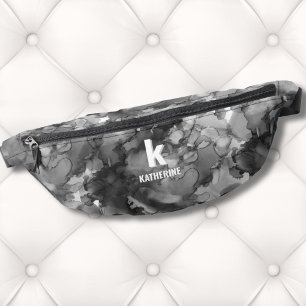 Sacs Banane Aquarelle noire blanche Monogramme initial