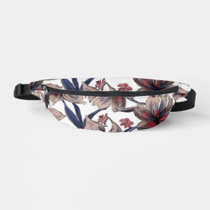 Sacs Banane Aquarelles Crimson Floral sur blanc