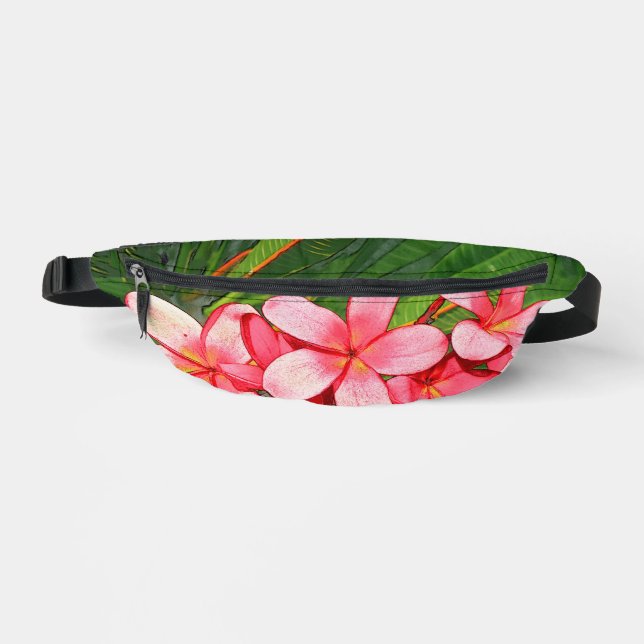Sacs Banane Art de Frangipanier Tropical Rose (Recto)